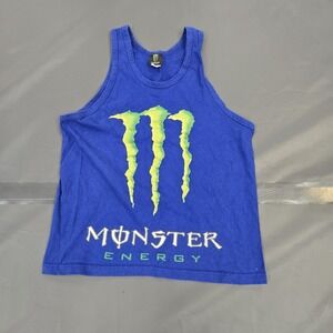 Vintage Monster Energy Muscle Tank Top Mens Size Medium Blue Cotton Racing MMA